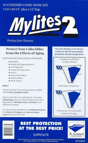 Mylites 2 Mil Comic Book Standard Size 7 1/4" x 10 1/2" Plus 1-1/2" Flap Pack of 50