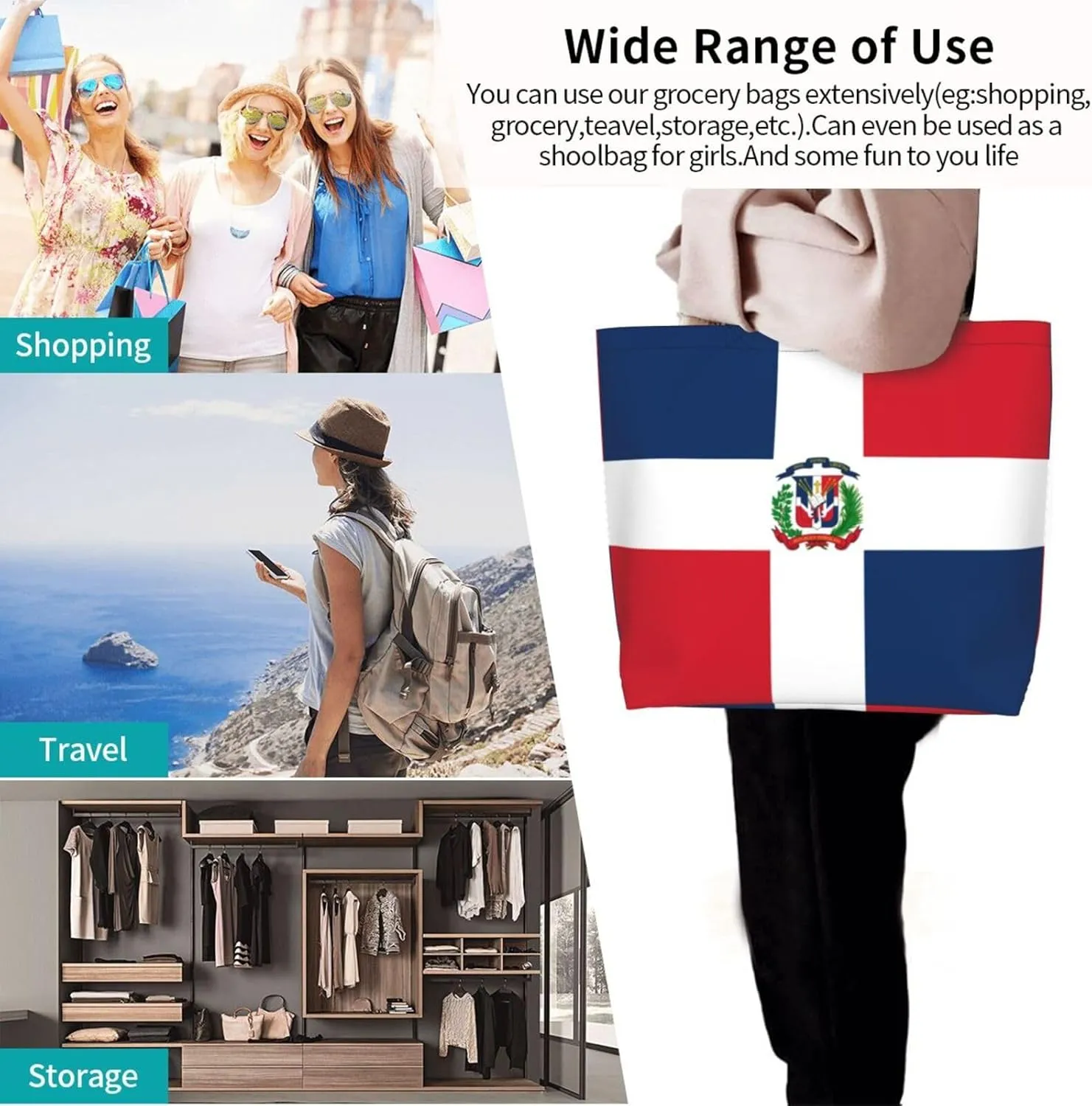 National Flag Tote Bag For Women Men, Extra Large Shoulder Tote Bag For Beach Travel Gym Grocery Shopping