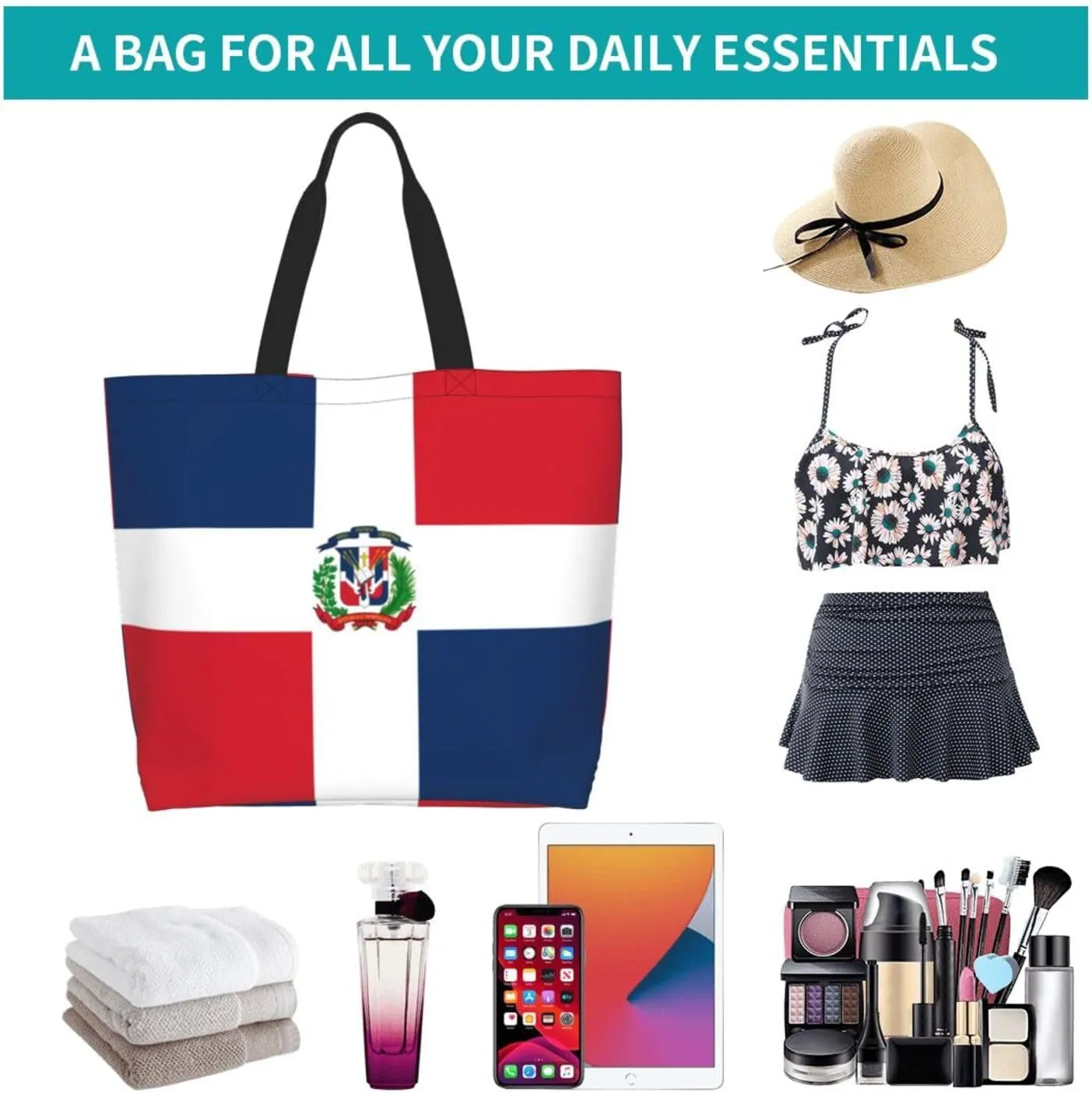 National Flag Tote Bag For Women Men, Extra Large Shoulder Tote Bag For Beach Travel Gym Grocery Shopping