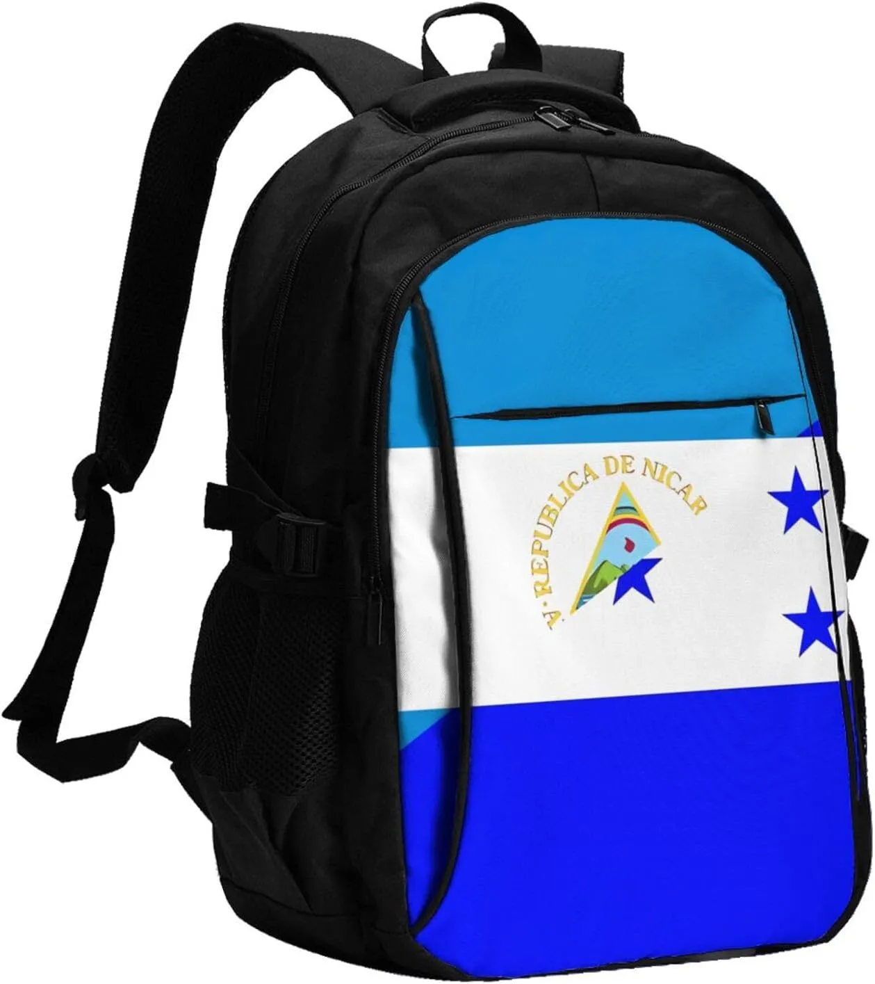 Nicaragua Honduras Flag Business Laptop Backpack Travel Backpacks Outdoor Rucksack Large Bag Daypack with USB Charging Port Multi-Pocket for Hiking Camping