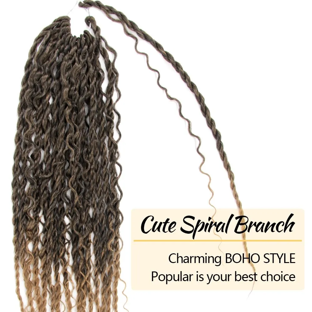 NISEYO Boho Senegalese Twist Crochet Hair 12 Inch, 8 Packs Pre-looped Curly Ends, Ombre Honey Blonde Pretwisted Goddess Island Passion Twist Crochet Braids (120 Strands,T27)