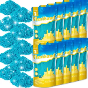 NiToy FlexiSand 19lbs Value Pack of Moldable Self-Sticking Sand, Never Dries Out Fun for 3 Years and Up Kids, Bulk Refill for Sensory Sand Box Toys, Ideal for Shaping and Molding (Dark Blue)