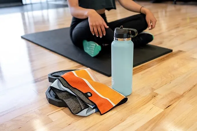 Nomadix Mini Towel - Perfect for Beach, Pool, Travel, Camping, Yoga - Made with Recycled Materials - Super Absorbent - Sand Resistant - Stripes Retro - 16x40