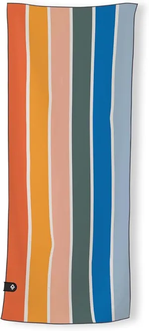 Nomadix Mini Towel - Perfect for Beach, Pool, Travel, Camping, Yoga - Made with Recycled Materials - Super Absorbent - Sand Resistant - Stripes Retro - 16x40