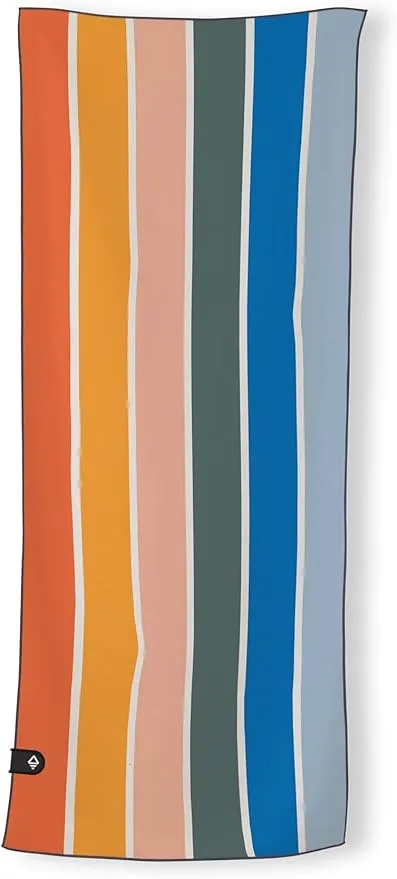 Nomadix Mini Towel - Perfect for Beach, Pool, Travel, Camping, Yoga - Made with Recycled Materials - Super Absorbent - Sand Resistant - Stripes Retro - 16x40