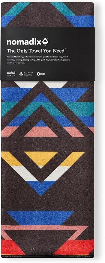Nomadix Original Towel - Perfect for Beach, Pool, Travel, Camping, Yoga - Made with Recycled Materials - Super Absorbent - Sand Resistant - Cascades Multi - 72.5x30