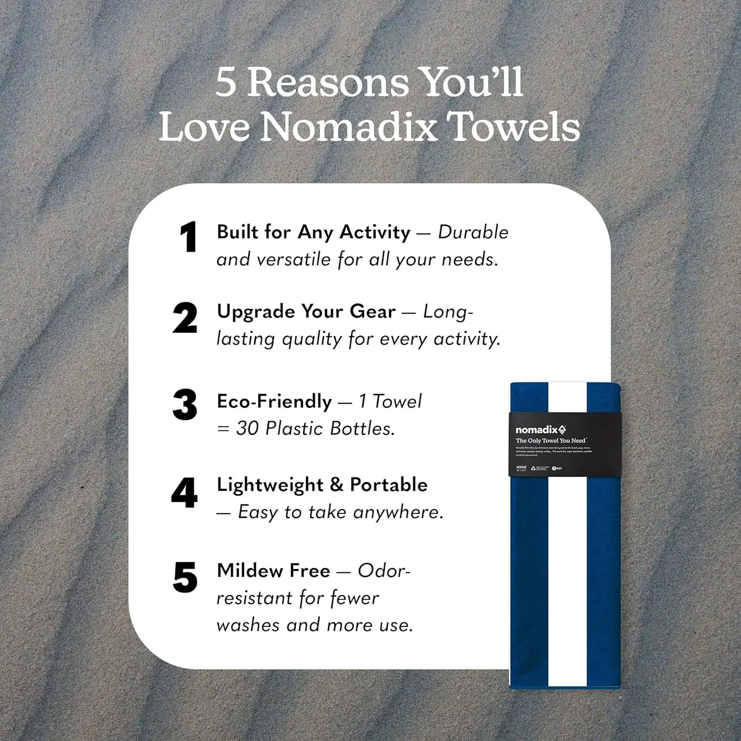 Nomadix Original Towel - Perfect for Beach, Pool, Travel, Camping, Yoga - Made with Recycled Materials - Super Absorbent - Sand Resistant