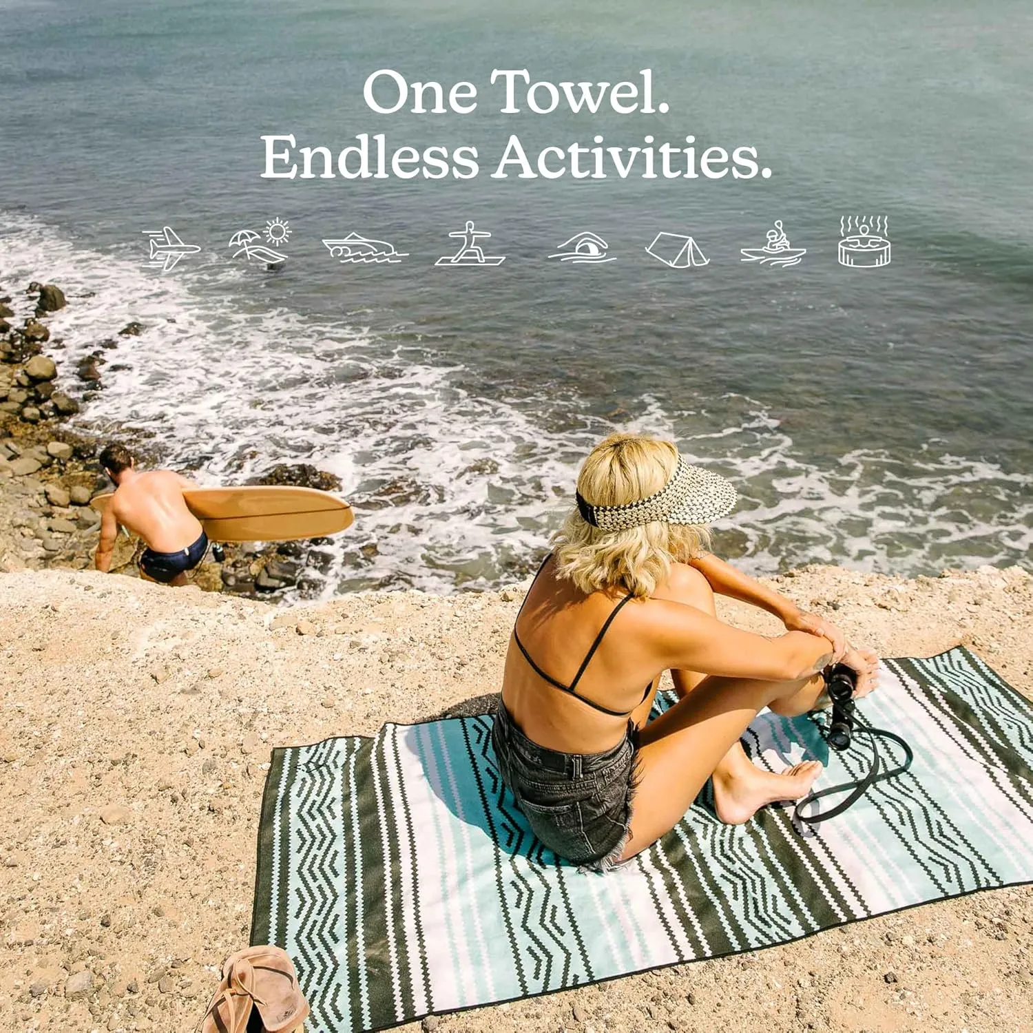Nomadix Original Towel - Perfect for Beach, Pool, Travel, Camping, Yoga - Made with Recycled Materials - Super Absorbent - Sand Resistant