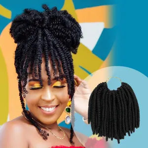 Nubian Twist Crochet Hair, 10 Inch, Pre-Looped Spring Twist, 4 Packs, Curly Hair Extensions for Protective Styles, (1, Jet Black)