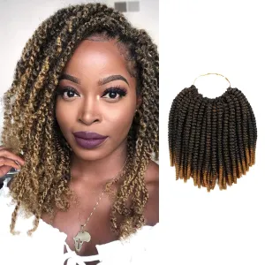 Nubian Twist Crochet Hair, 10 Inch, Pre-Looped Spring Twist, 4 Packs, Curly Hair Extensions for Protective Styles, (T1B/27, Tipped Off Black and Honey Blonde)