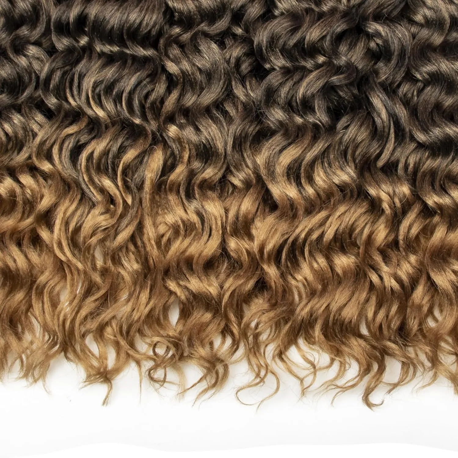 Ocean Wave Crochet Hair 18inch Deep Wave Curly Crochet Hair For Women,Ombre Hawaii Curly Braiding Hair Synthetic Bohemian Crochet Braid Water Wave Crochet hair Extensions (6Packs, 1B/27)