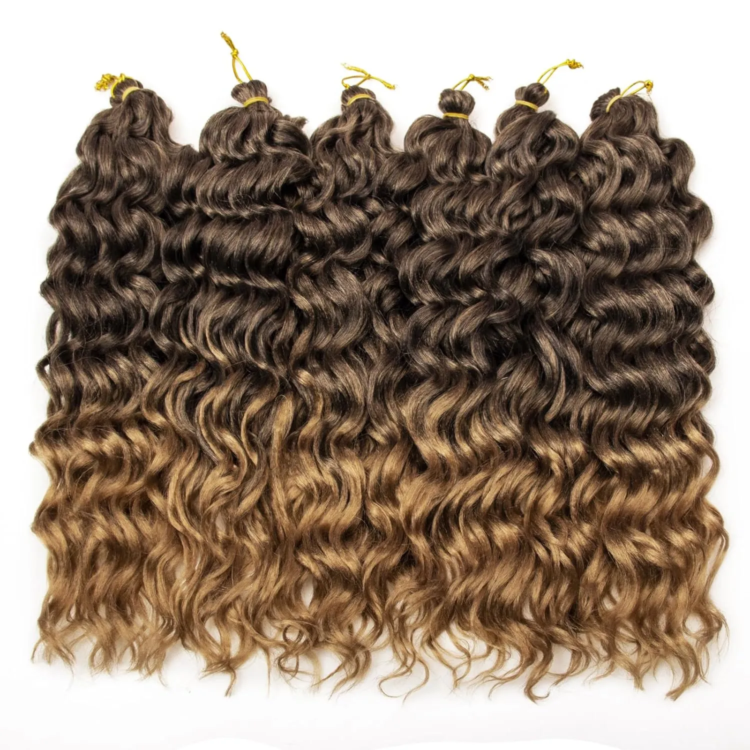 Ocean Wave Crochet Hair 24inch Deep Wave Curly Crochet Hair For Women Hawaii Curly Braiding Hair Synthetic Bohemian Crochet Braid Water Wave Crochet hair Extension (6Packs, T1B/27)