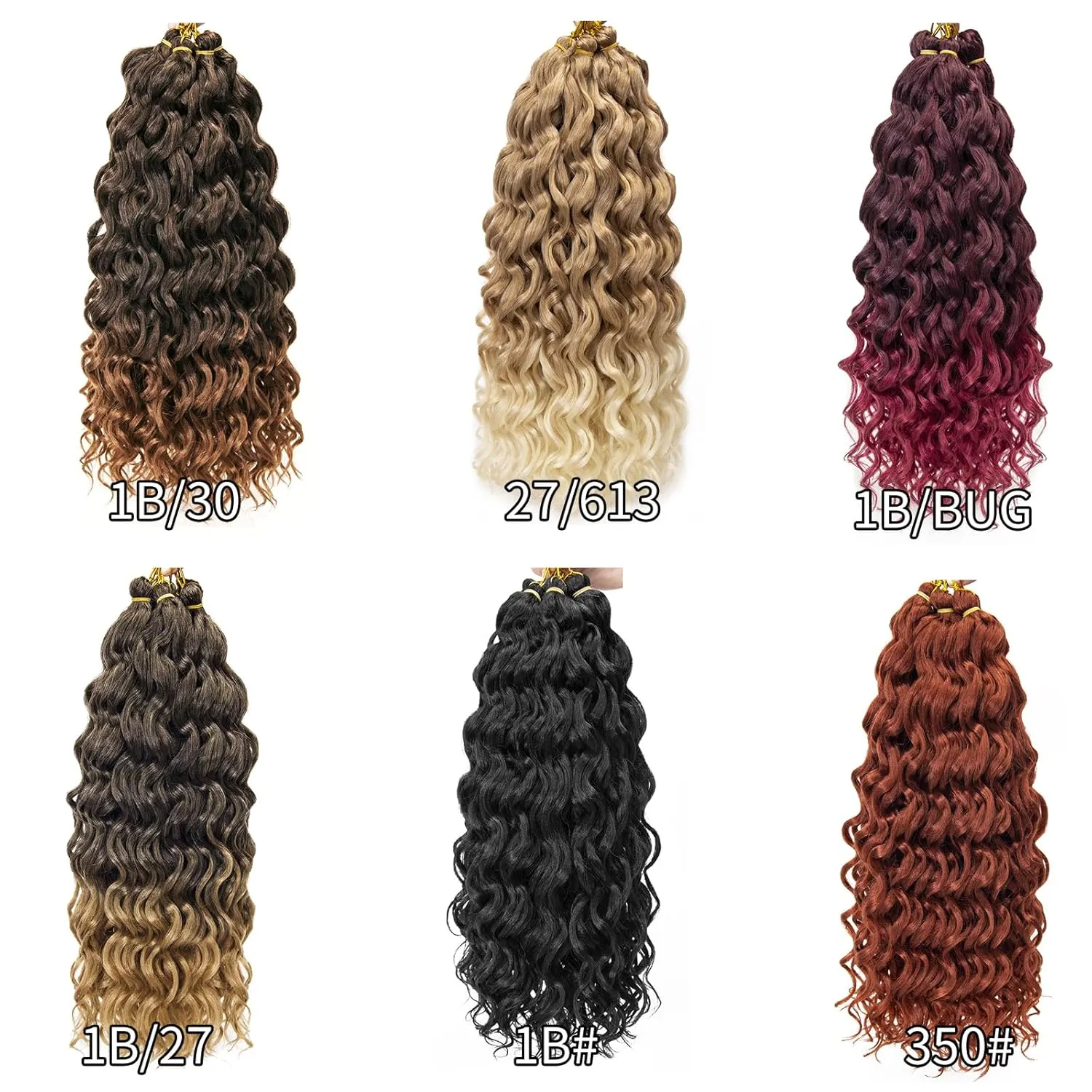 Ocean Wave Crochet Hair Deep Wave Curly Crochet Hair For Women 24inch Hawaii Curly Braiding Hair Synthetic Bohemian Crochet Braid Water Wave Crochet hair Extensions (6Packs, 1B/30)