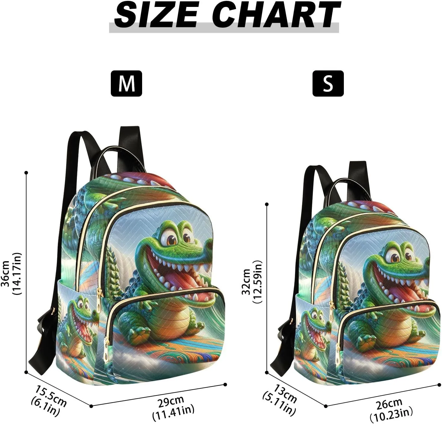 ODAWA Cute Cartoon Crocodile Surfing Quilted Backpack for Women Fashion Backpack Purse for Women Travel Backpack for Women Small