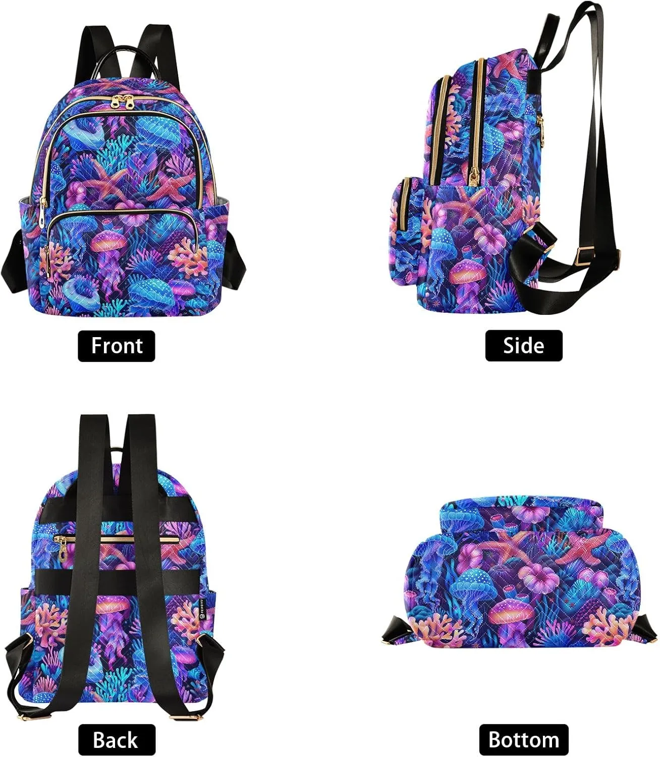ODAWA Travel Backpack for Women Purple Blue Coral Jellyfish Lightweight Backpack Women