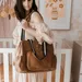 OiOi Triple Tote Nappy Bag Tan Vegan Leather