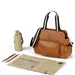 OiOi Triple Tote Nappy Bag Tan Vegan Leather
