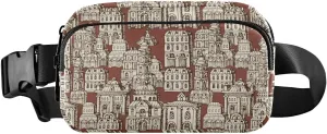 Old Style Building and Fountains Crossbody Bag for Women, Adjustable Belt Bag Fanny Packs, Fashion Waist Packs for Travel Running Workout