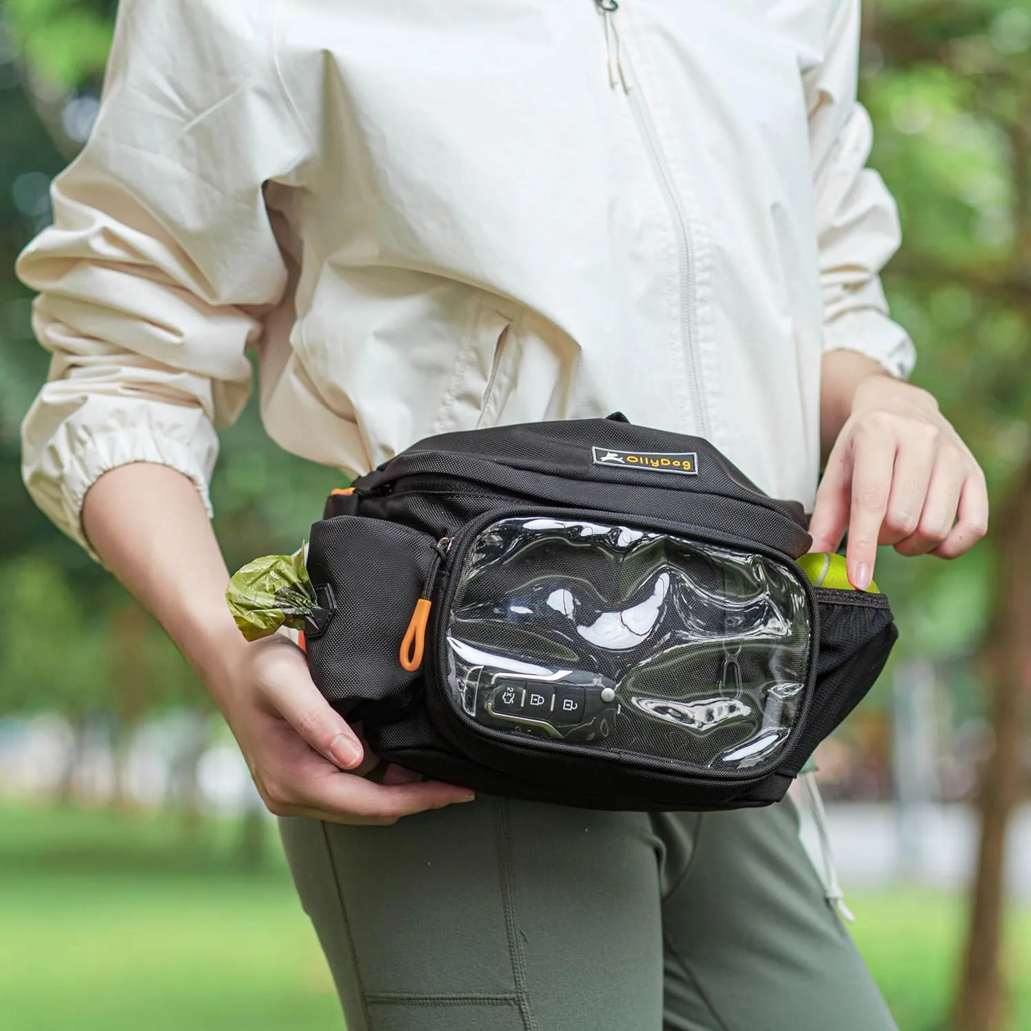 OllyDog Trailblazer Pack | Fanny Pack | Dog Treat Pouch | Includes Rubber Fetch Ball | Water-Resistant | Poop Bag Dispenser | Hands-Free | Dog Walking & Training