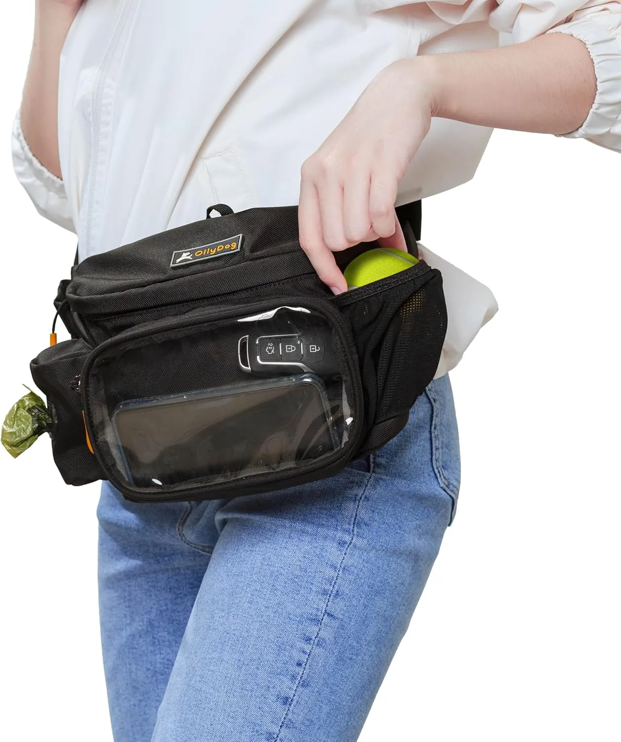 OllyDog Trailblazer Pack | Fanny Pack | Dog Treat Pouch | Includes Rubber Fetch Ball | Water-Resistant | Poop Bag Dispenser | Hands-Free | Dog Walking & Training