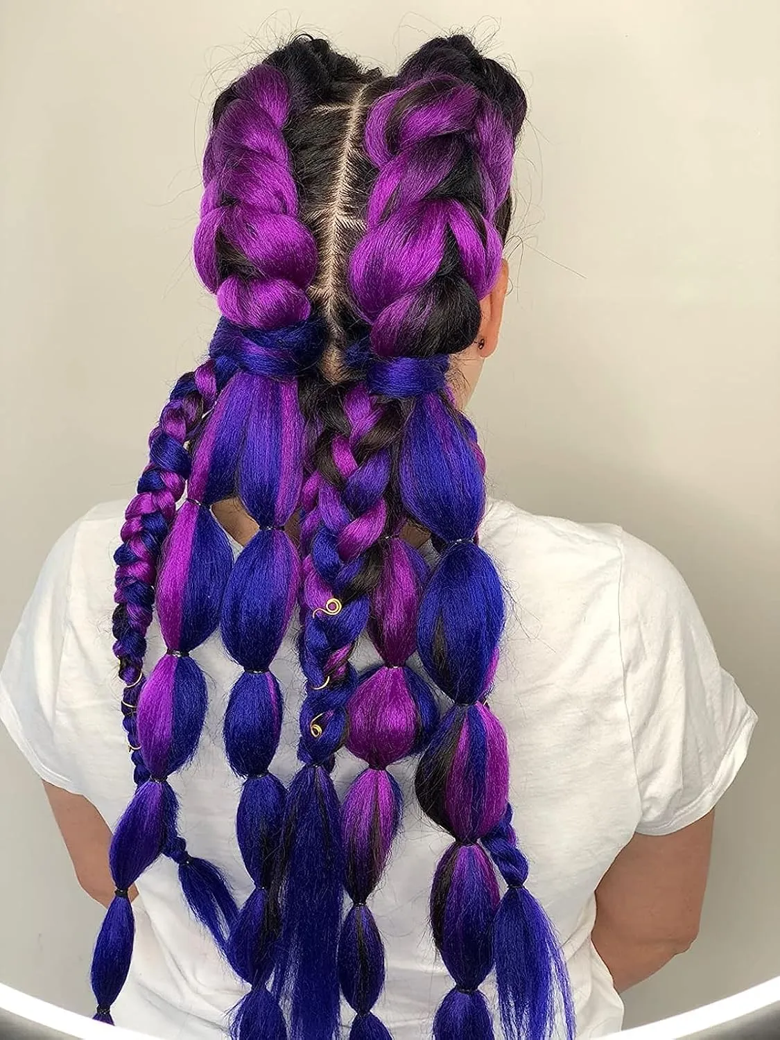 Ombre Braiding hair synthetic Crochet braids twist 24inch 5pcs/lot 100g Ombre two three tone Jumbo braid hair extensions Dreadlocks (black-purple-blue)