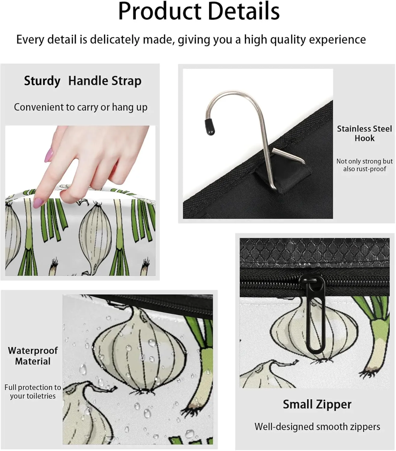 Onion Cute Print Hanging Toiletry Bag Waterproof Makeup Cosmetic Bag Travel Bag Organizer for Accessories Shampoo Full Sized Container Travel-Essentials Toiletry Bag