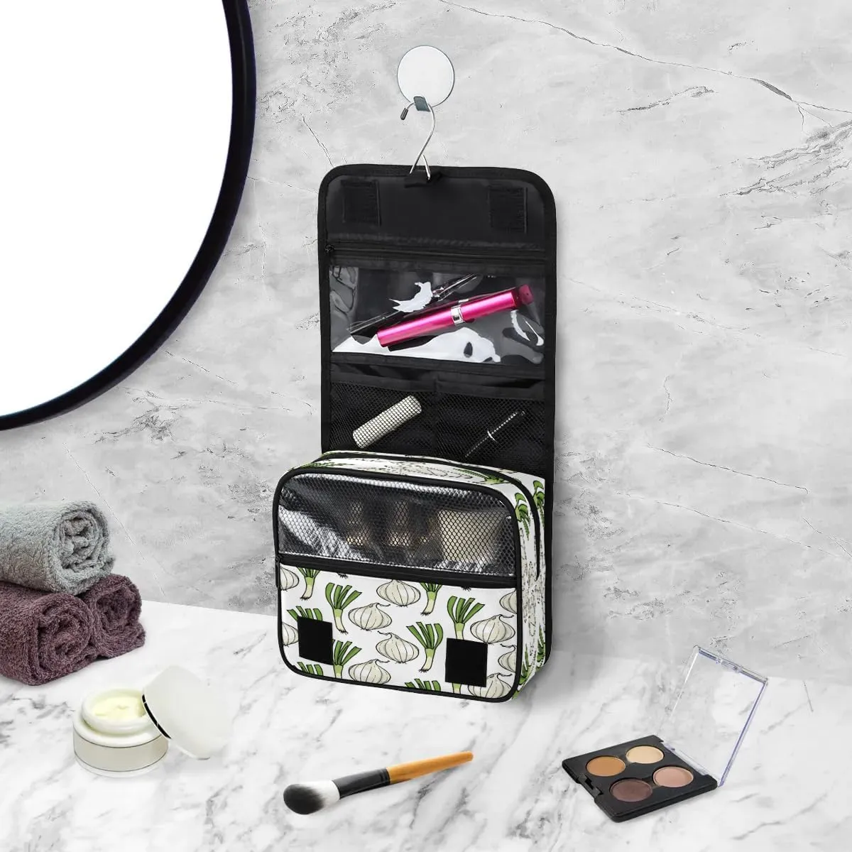 Onion Cute Print Hanging Toiletry Bag Waterproof Makeup Cosmetic Bag Travel Bag Organizer for Accessories Shampoo Full Sized Container Travel-Essentials Toiletry Bag