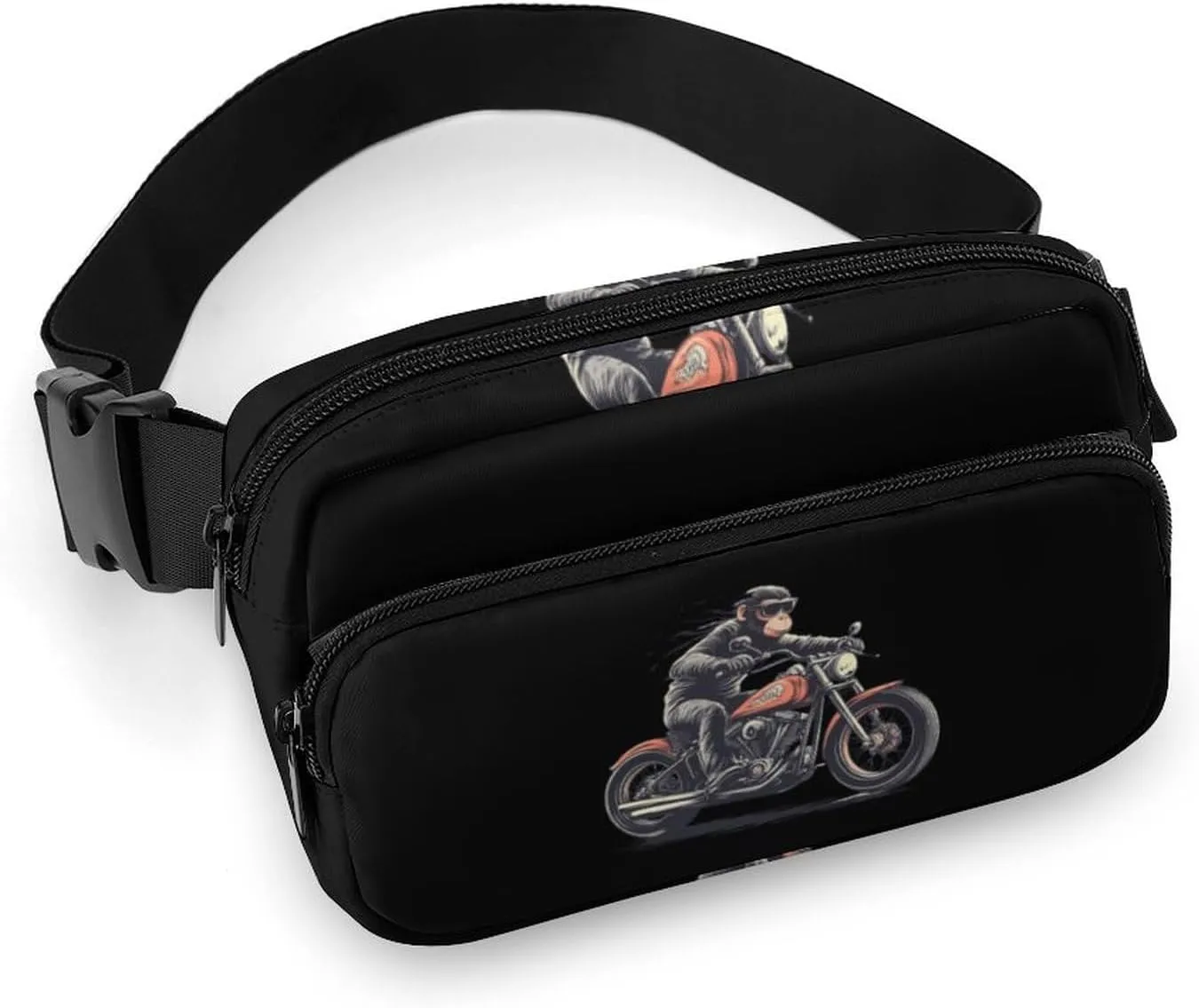 Orangutan Ape Riding Motorcycles Hands-Free Fanny Packs Womens Mens Waist Pack Wallets Purse Mini Belt Bag