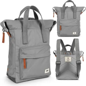 ORI LONDON Small Tote Bag Backpack - Nylon Tote Backpack for Women & Men - Wide Mouth, Chunky Zippers - The Bantry, Stormy Grey