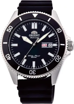 Orient Kano/Big Mako Men's Automatic Manual Winding Mechanical Sports Steel Silicone Wrist Watch - Underwater, Silicone Black, Strap