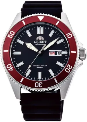 Orient Kano/Big Mako Men's Automatic Manual Winding Mechanical Sports Steel Silicone Wrist Watch - Underwater, Silicone Red, Strap