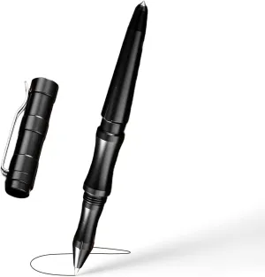 Origin-Joy 2 Pack Tactical Pens Self Defense, Military EDC Glass Breaker Pen for Men and Police, Personal Survival Metal Pen with 8 Black G2 Refills (AL03-Black)