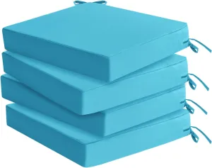 Outdoor Chair Cushions Set of 4: Waterproof & Fade Resistant Seat Cushion for Patio Furniture - 18.5 x 16 x 2 Inch Chair Pads with Ties and Hidden Zipper - Patio Chair Cushion Replacement, Teal