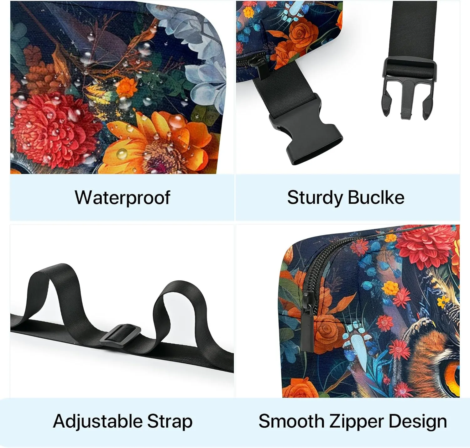 Owl Fanny Pack Fashion Belt Bag Small Crossbody Bags for Women Casual Waist Packs with Adjustable Strap