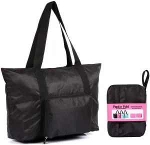 Pack n Fold Foldable Travel Tote Bag … (Black)