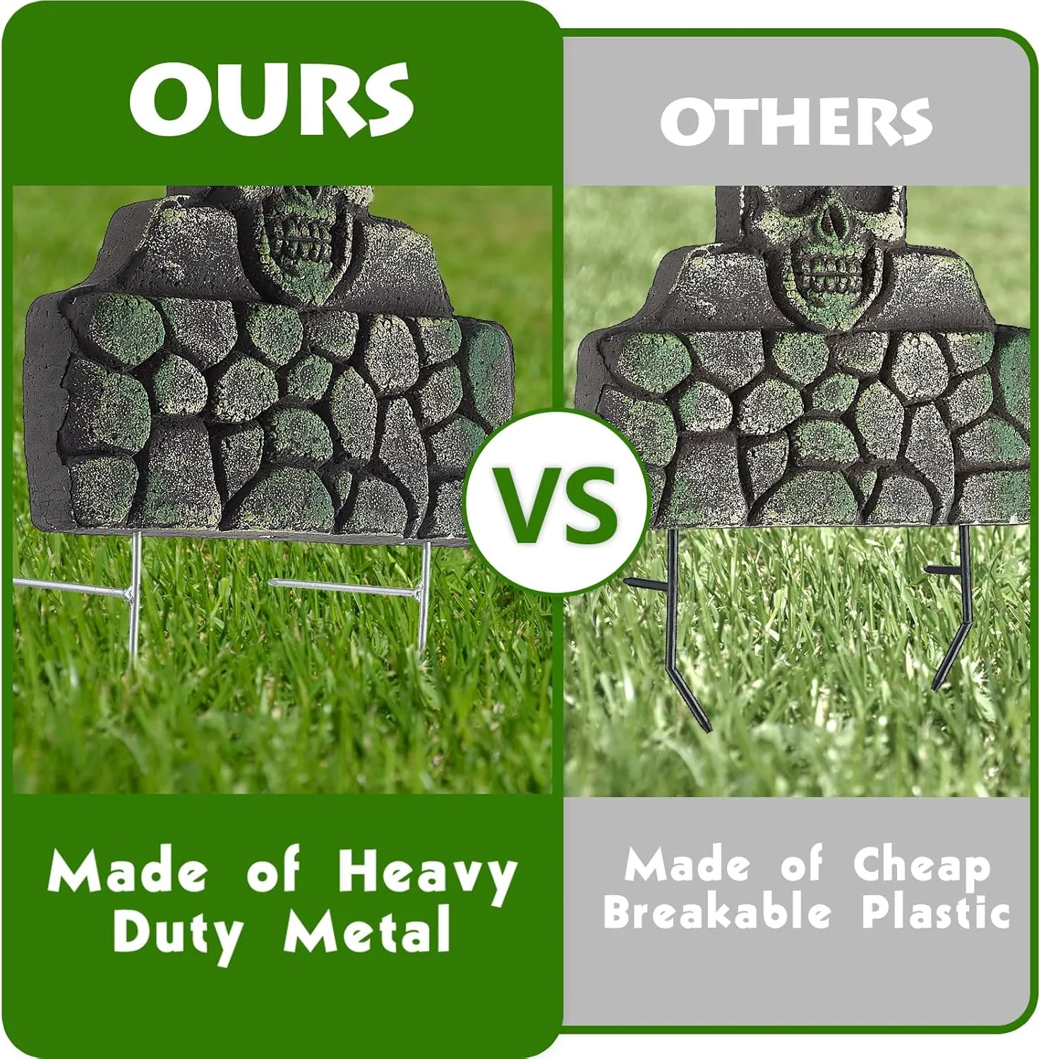 Pack of 24 Metal Halloween Tombstone Stakes Heavy Duty T-Shaped for Graveyard Styrofoam Decorations