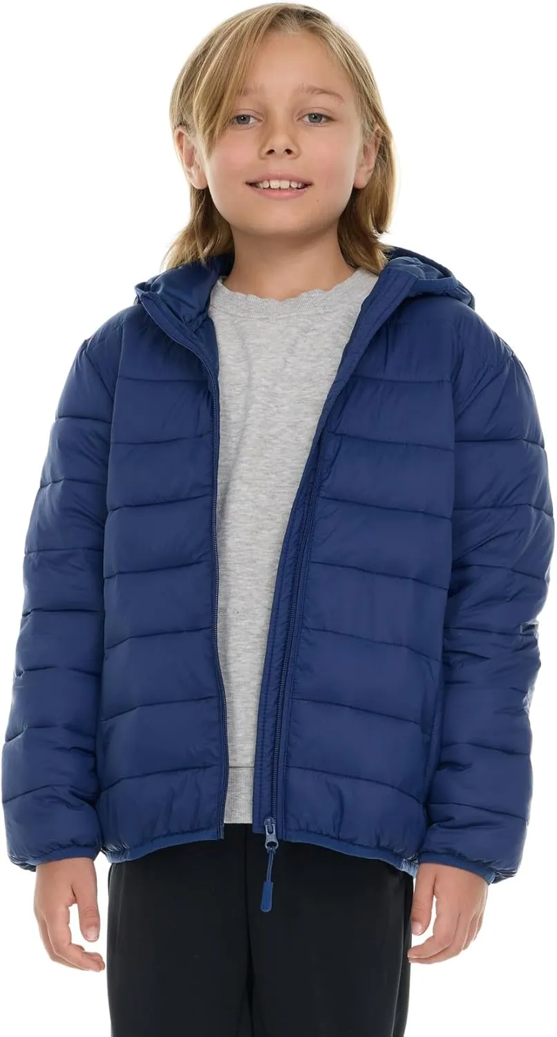 Packable Boys Puffer Jacket with Hood, Lightweight Boys Winter Jacket