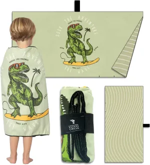 Packable Microfiber Toddler Beach Towel - Quick Dry Travel Towel Lightweight Sand Free Beach Towels for Kids Perfect for Beach, Pool, and Travel for Girls or Boys (Dino Wave)