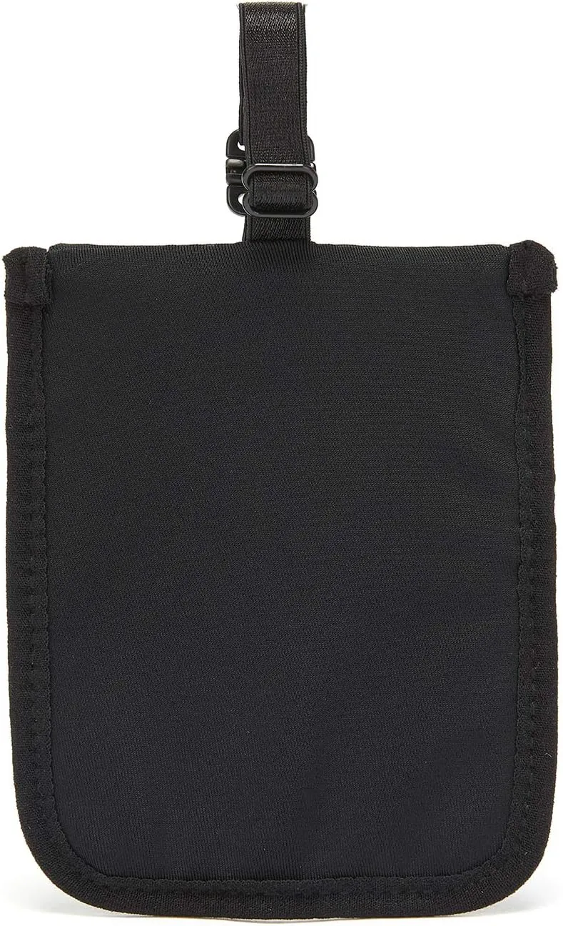 Pacsafe Coversafe S25 Hidden Undercover Travel Bra Pouch for Women (Washable) - Stash up to 6 Credit Cards plus Money and Key with Adjustable, Elastic Strap; Suitable for all Bra Sizes (Black)