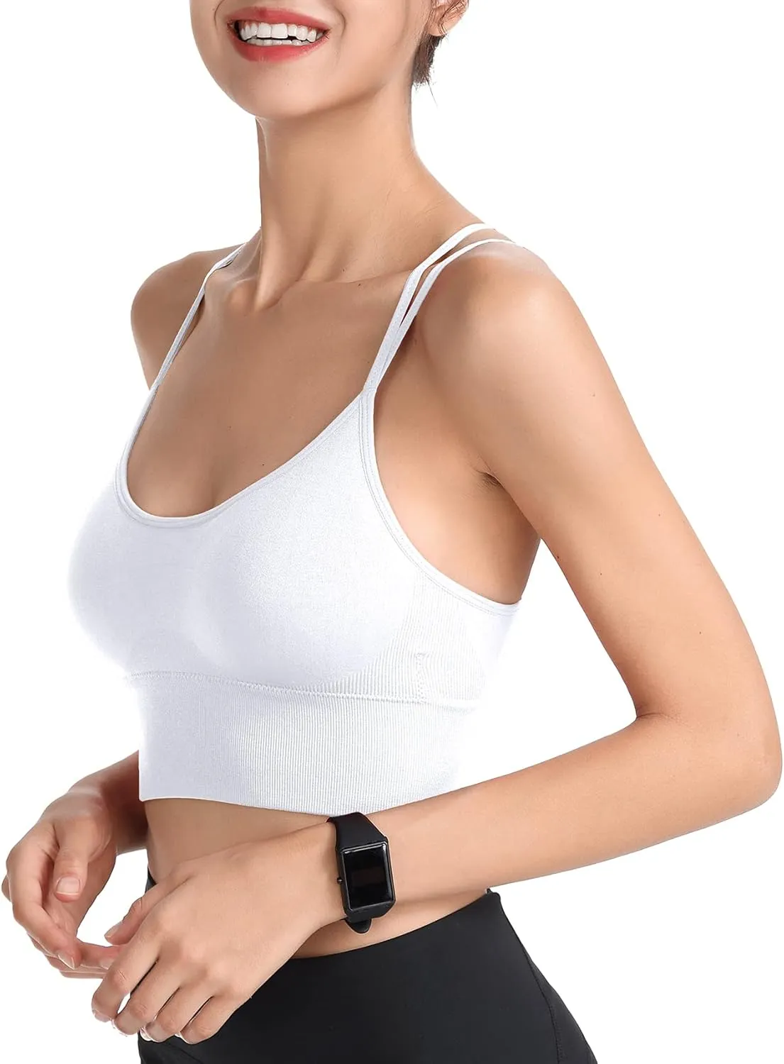 Padded Sports Bras for Women Strappy Cross Back Yoga Bras Pack for Workout Fitness Running Gym Low Impact Top