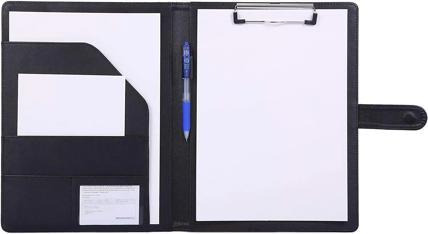 Padfolio Clipboard Folder Portfolio, Mymazn Faux Leather Storage Clipboard with Cover for Legal Pad Holder Letter Size A4 Writing Pad for Business School Office Conference Notepad Clip Boards (Black)