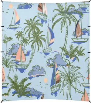 Palm Trees and Sailing Boats Beach Tent Camping Sun Shelters Portable Outdoor Canopy Sun Shade for Camping Trips Fishing Backyard Fun or Picnics Easy Setup with Carrying Bag