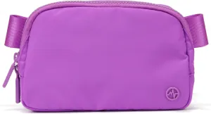 Pander Two Way Zipper Fanny Pack Nylon Everywhere Belt Bag for Women, Water Repellent Waist Packs, Crossbody Bags with Adjustable Strap (Violet).