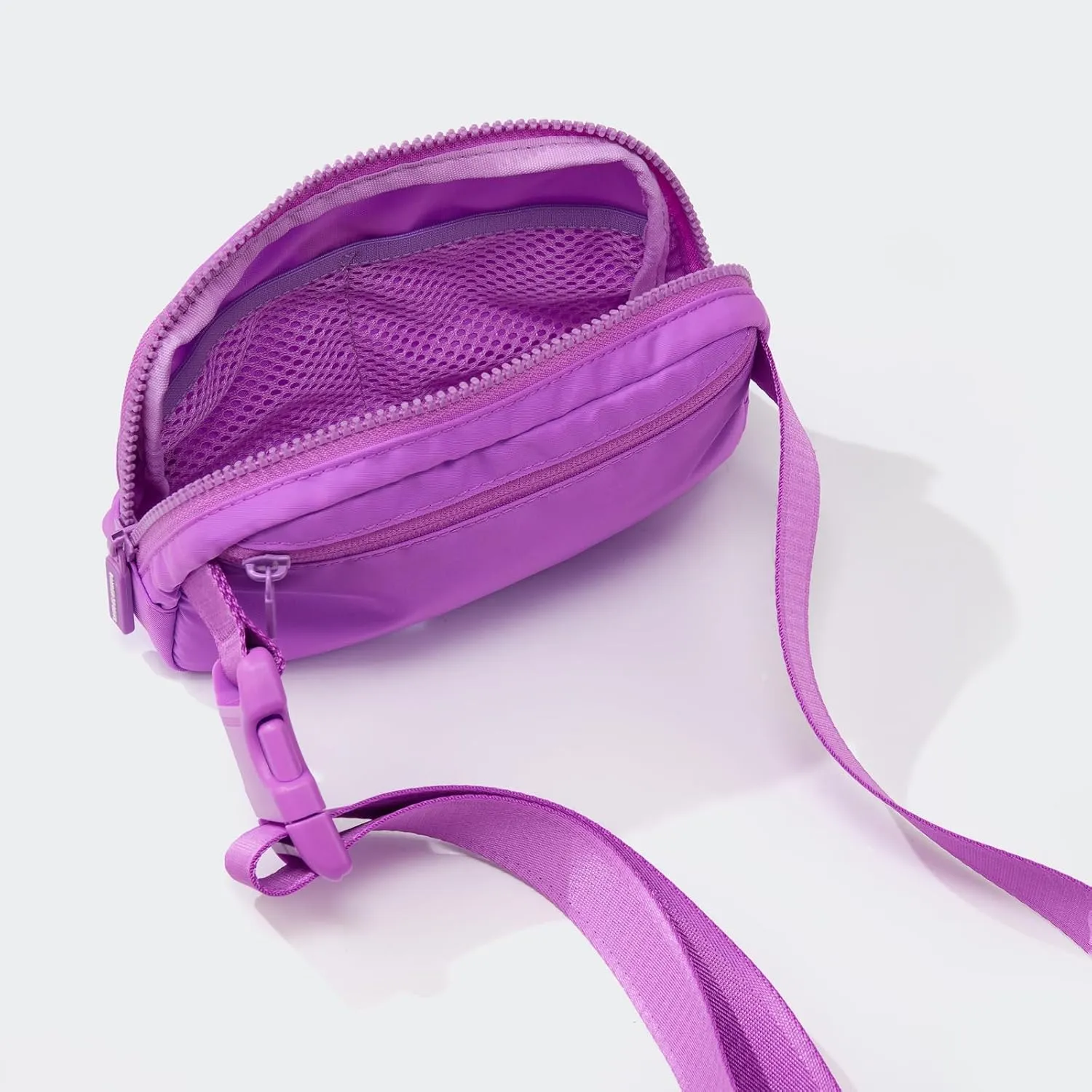 Pander Two Way Zipper Fanny Pack Nylon Everywhere Belt Bag for Women, Water Repellent Waist Packs, Crossbody Bags with Adjustable Strap (Violet).