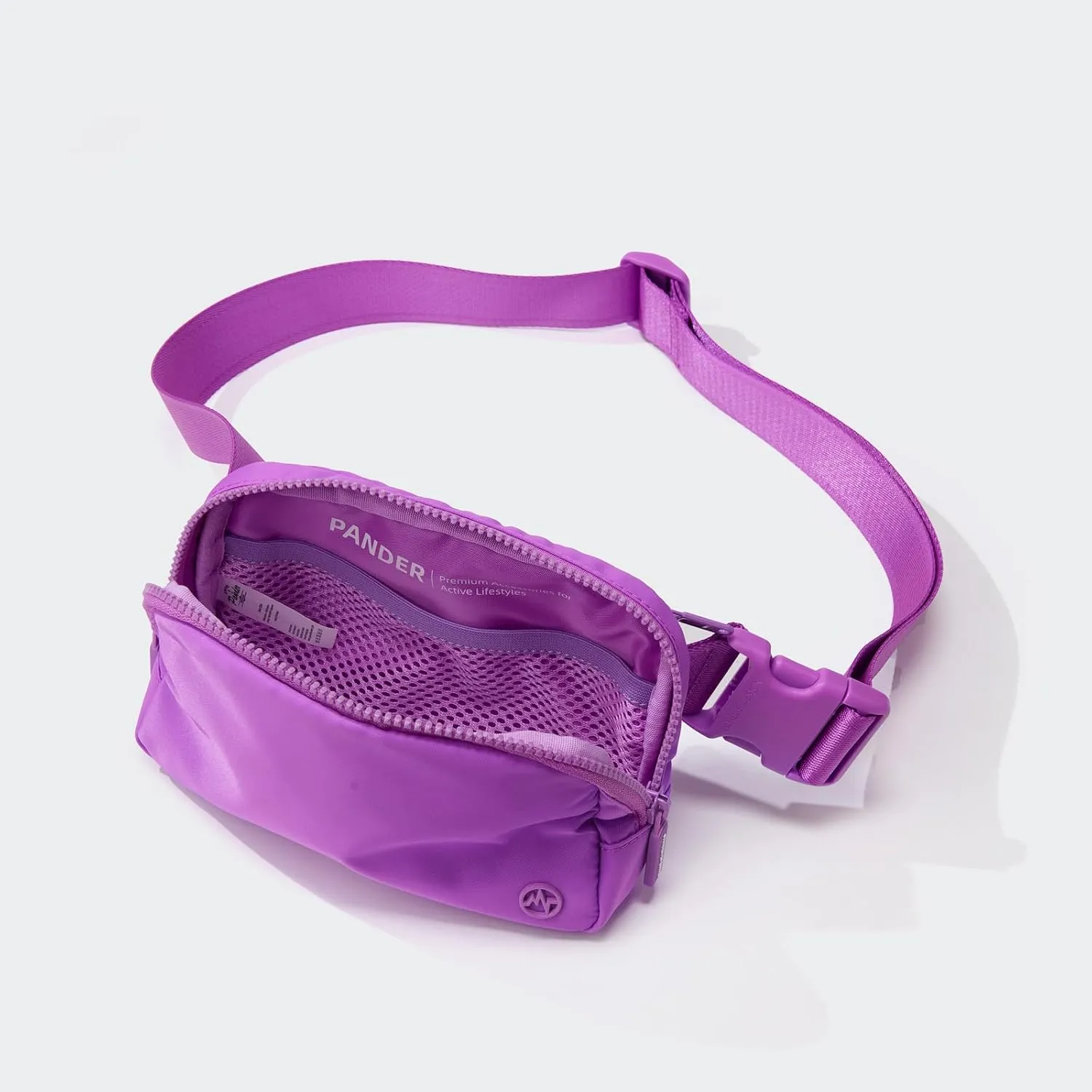 Pander Two Way Zipper Fanny Pack Nylon Everywhere Belt Bag for Women, Water Repellent Waist Packs, Crossbody Bags with Adjustable Strap (Violet).
