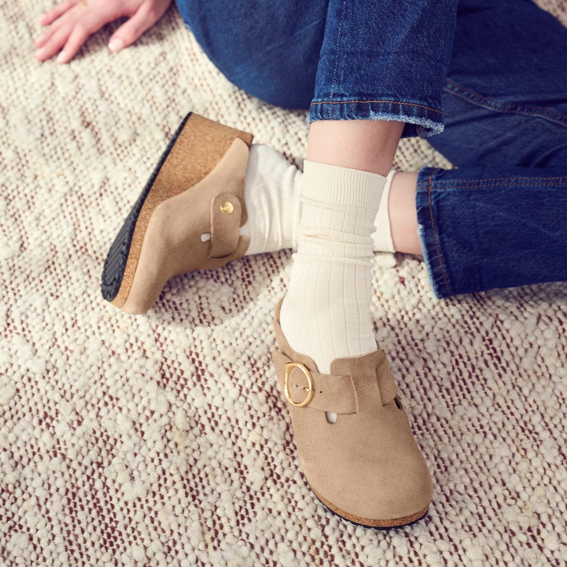 Papillio Fanny warm sand suede by Birkenstock