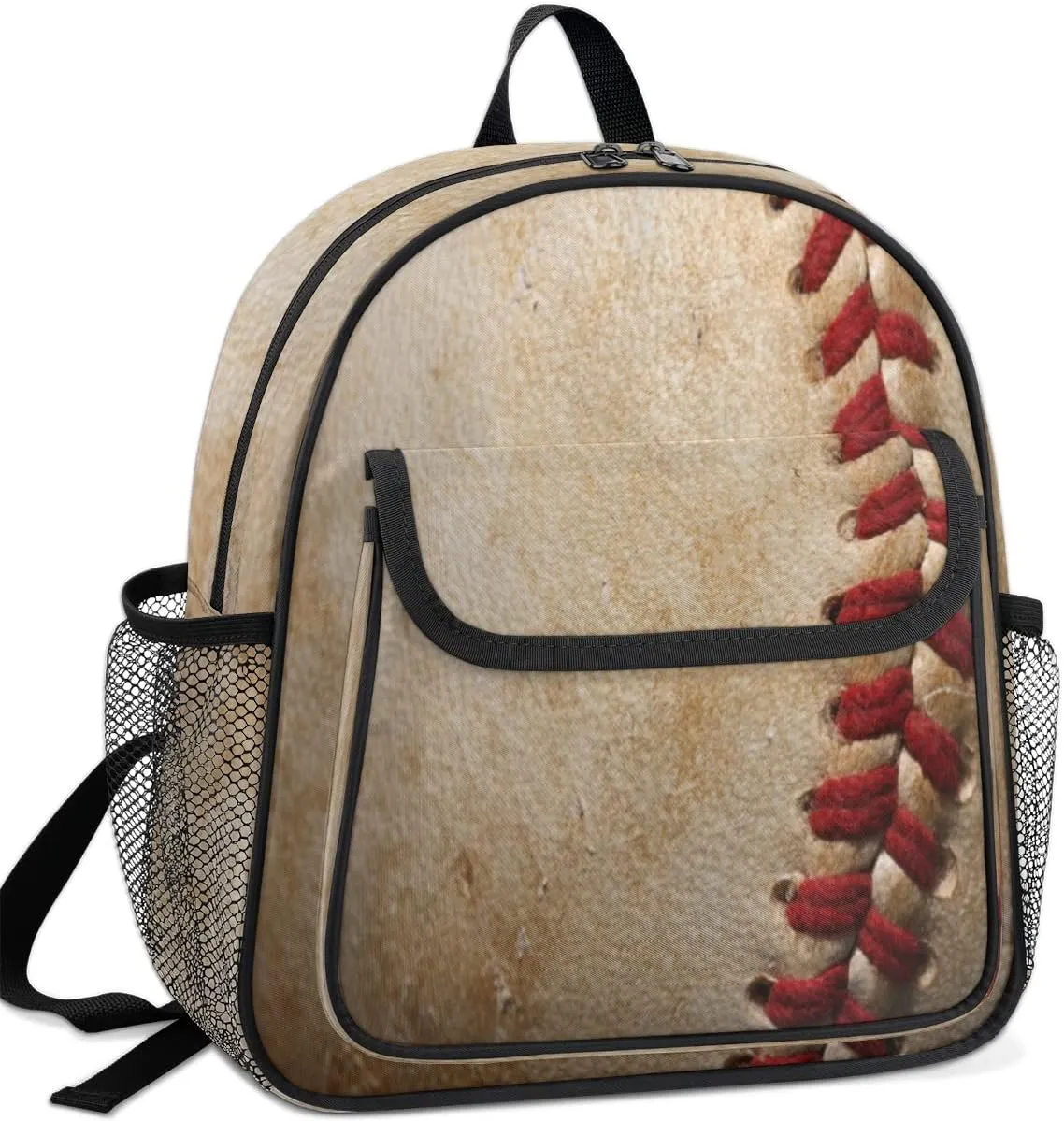 Pardick Baseball Little Kids Backpack for Boys Girls Baseball Texture Pre-K Toddler Backpack Travel Bag - Name Tag and Chest Strap