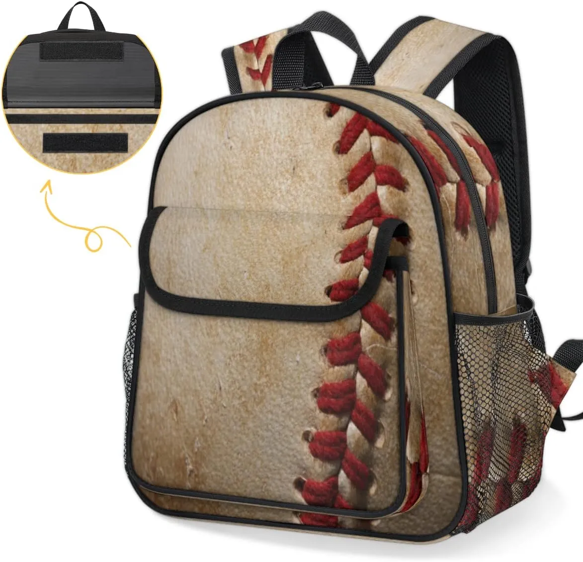 Pardick Baseball Little Kids Backpack for Boys Girls Baseball Texture Pre-K Toddler Backpack Travel Bag - Name Tag and Chest Strap