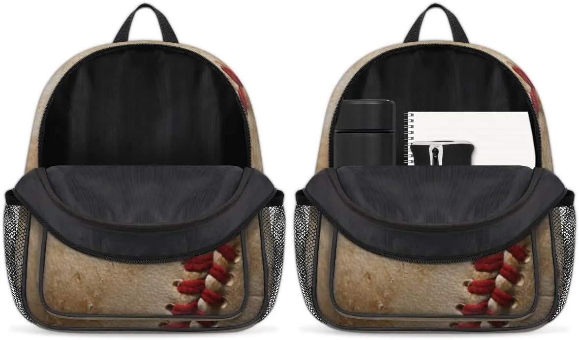 Pardick Baseball Little Kids Backpack for Boys Girls Baseball Texture Pre-K Toddler Backpack Travel Bag - Name Tag and Chest Strap
