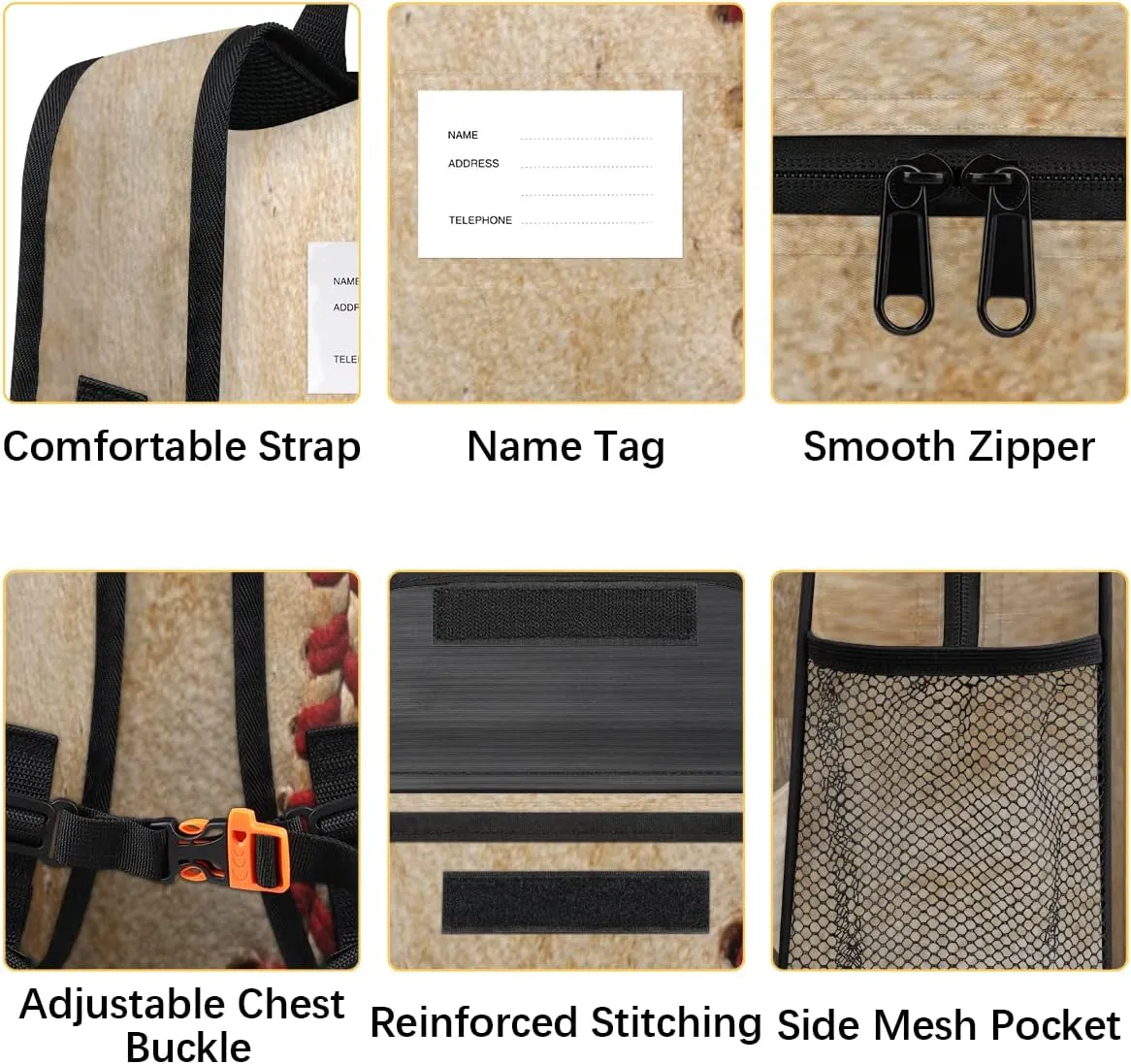 Pardick Baseball Little Kids Backpack for Boys Girls Baseball Texture Pre-K Toddler Backpack Travel Bag - Name Tag and Chest Strap